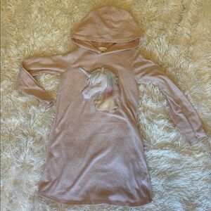 Girls Unicorn Hoodie Dress Pink 7 M Medium Glitter Sparkle